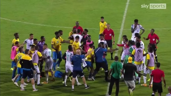 Видео инцидента: матч Кубка Африки закончился дракой команд Ганы и Габона 