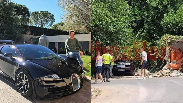На глазах Роналду разбили его шикарный Bugatti: фото поврежденного суперкара звезды Ман Юнайтед за два миллиона евро