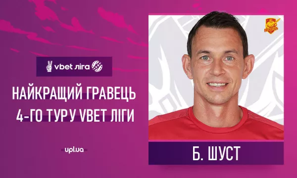 Лучшим игроком четвертого тура УПЛ стал вратарь Ингульца Шуст